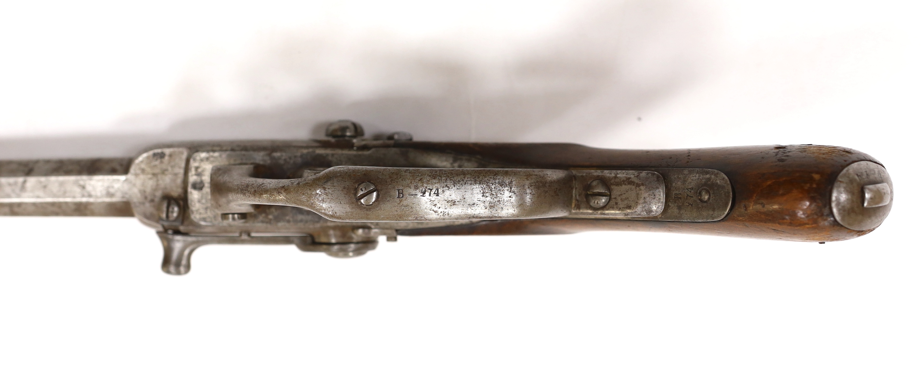 A Regulation Danish breech-loading, under hammer percussion military pistol, octagonal twist barrel, - Image 2 of 8