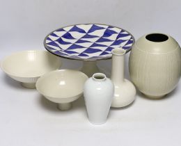 A Danish ovoid vase and other ceramics including a Tiffany & Co. pedestal dish, a Wedgwood bowl, a