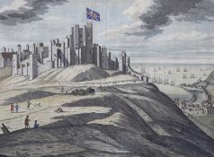 After Isaac Sailmaker (1633-1721), coloured engraving, Dover Castle, printed and sold by H. Overton,