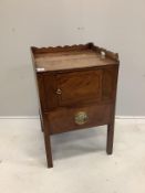 A George III mahogany tray top commode, width 50cm, depth 48cm, height 79cm