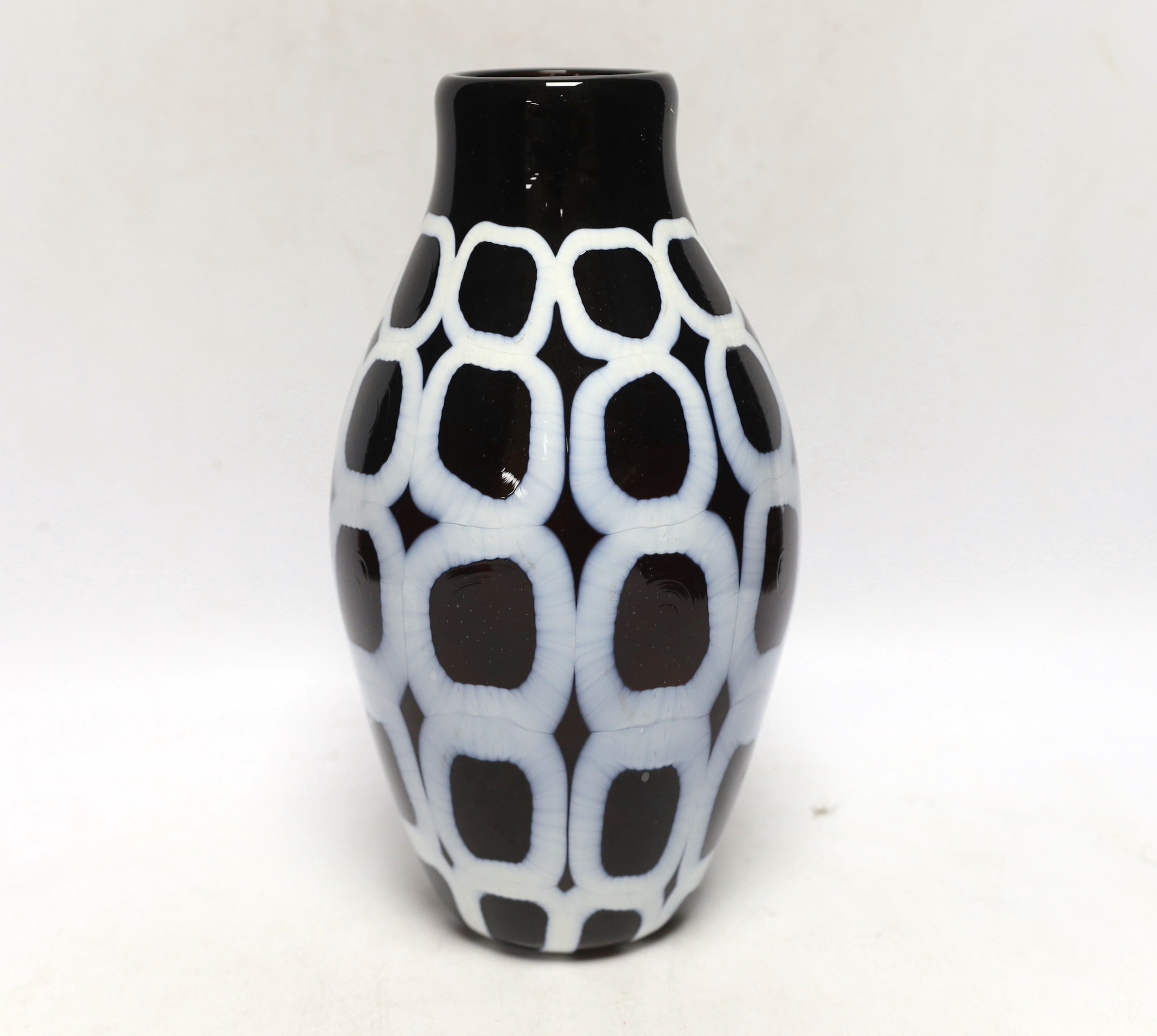 ** ** A Murano glass ovoid shaped vase, in black and white, signed Formentella, 16cmsPlease note - Image 5 of 8