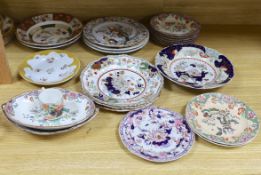 Twenty three mixed Spode, Masons and Ashworth Ironstone dishes, plates and a coffee can