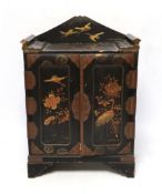 A Japanese casket with fitted interior, lacquered with birds and flowers, 42cm high