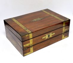 A 19th century brass bound mahogany writing slope, 35cm wide x 13.5cm high x 25cm deep