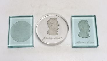Three glass paperweights - American presidents