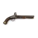 A 16 bore in East India company, Flintlock holster, pistol, barrel, engrave with EIC heart mark