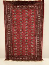 A Bokhara red ground rug, 250 x 155cm