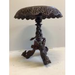An Anglo Indian circular carved hardwood occasional table, diameter 70cm, height 78cm