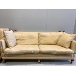 A Duresta style Knoll settee, width 222cm, depth 110cm, height 88cm and matching armchair
