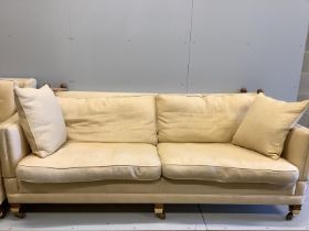 A Duresta style Knoll settee, width 222cm, depth 110cm, height 88cm and matching armchair