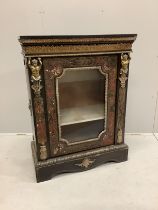 A 19th century French gilt metal mounted boulle marble top pier cabinet, width 84cm, depth 38cm,