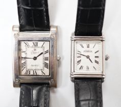 A lady's modern stainless steel Michel Herbelin rectangular dial quartz wrist watch, on a Herbelin