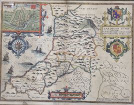 John Speed (1552-1629), hand coloured map of Cardiganshire, described with the due form of the