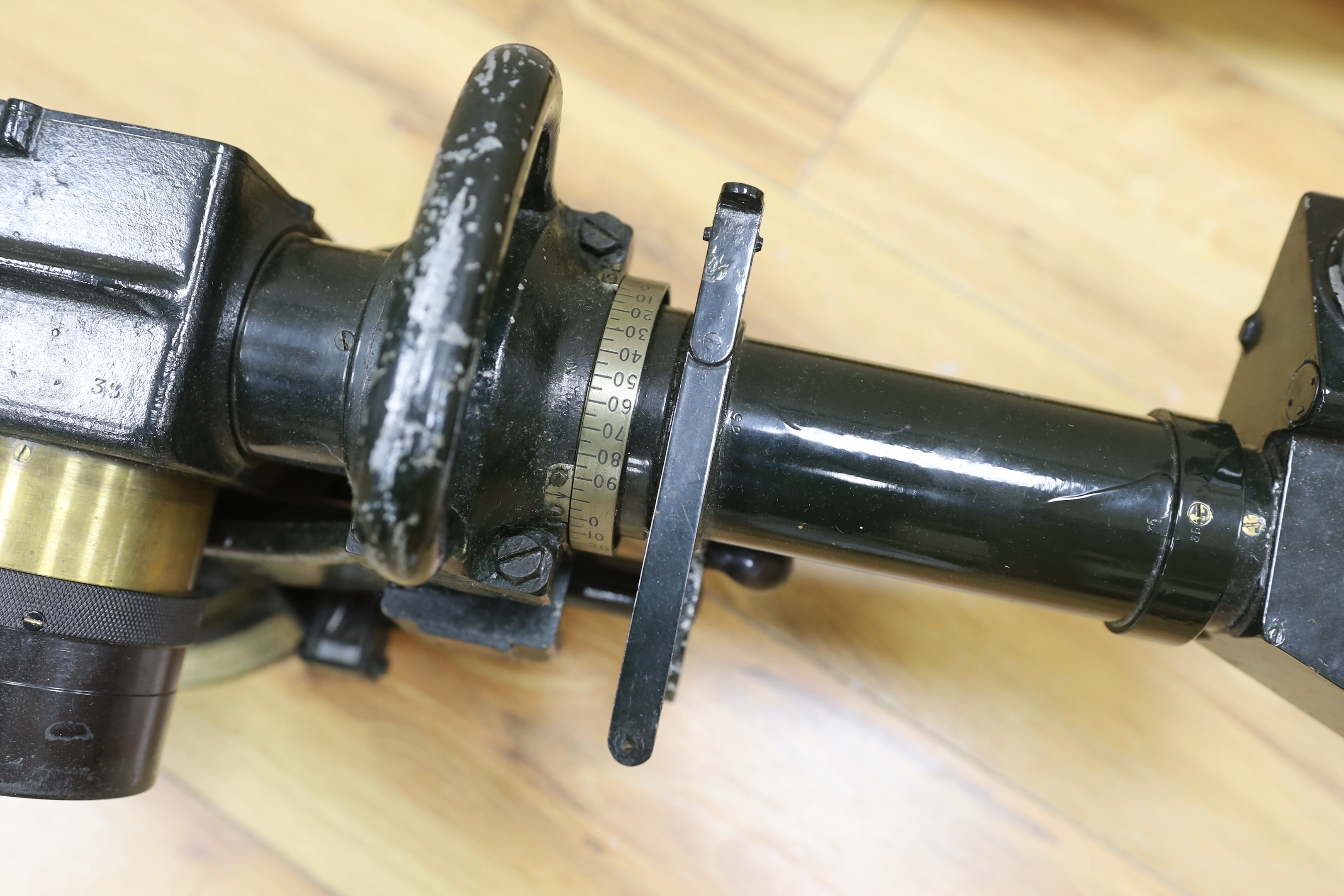 A WWII Telescope Identification A.A. Mk. III binocular sight (Rangefinder) in it’s original green- - Image 3 of 6