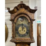 A 19th century Dutch floral marquetry walnut eight day longcase clock, the arched dial marked John