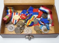 Eighteen French and Belgium medals, etc. including; Medal of Honour, War Cross, Medal of Honour