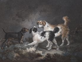 After George Morland (1763-1804), colour engraving, 'Dogs', publ. London 3rd April 1797 by Thomas