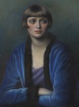 Eva Sawyer (20th. C), pastel, Portrait of an Art Deco woman, signed and dated 1926, 67 x 47cm
