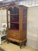 An Austrian marquetry inlaid walnut vitrine, width 108cm, depth 44cm, height 201cm