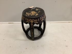 A Chinese lacquer jardiniere stand, diameter 36cm, height 46cm