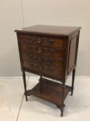 A small Chippendale revival mahogany four drawer chest, width 52cm, depth 40cm, height 86cm
