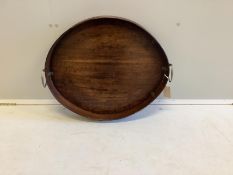 An early 19th century brass mounted mahogany Gillows oval tea tray, width 60cm, depth 50cm