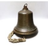 A WWII Air Ministry bronze scramble bell, stamped with crowned AM, 21C/1434, diameter 27cm