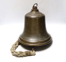 A WWII Air Ministry bronze scramble bell, stamped with crowned AM, 21C/1434, diameter 27cm
