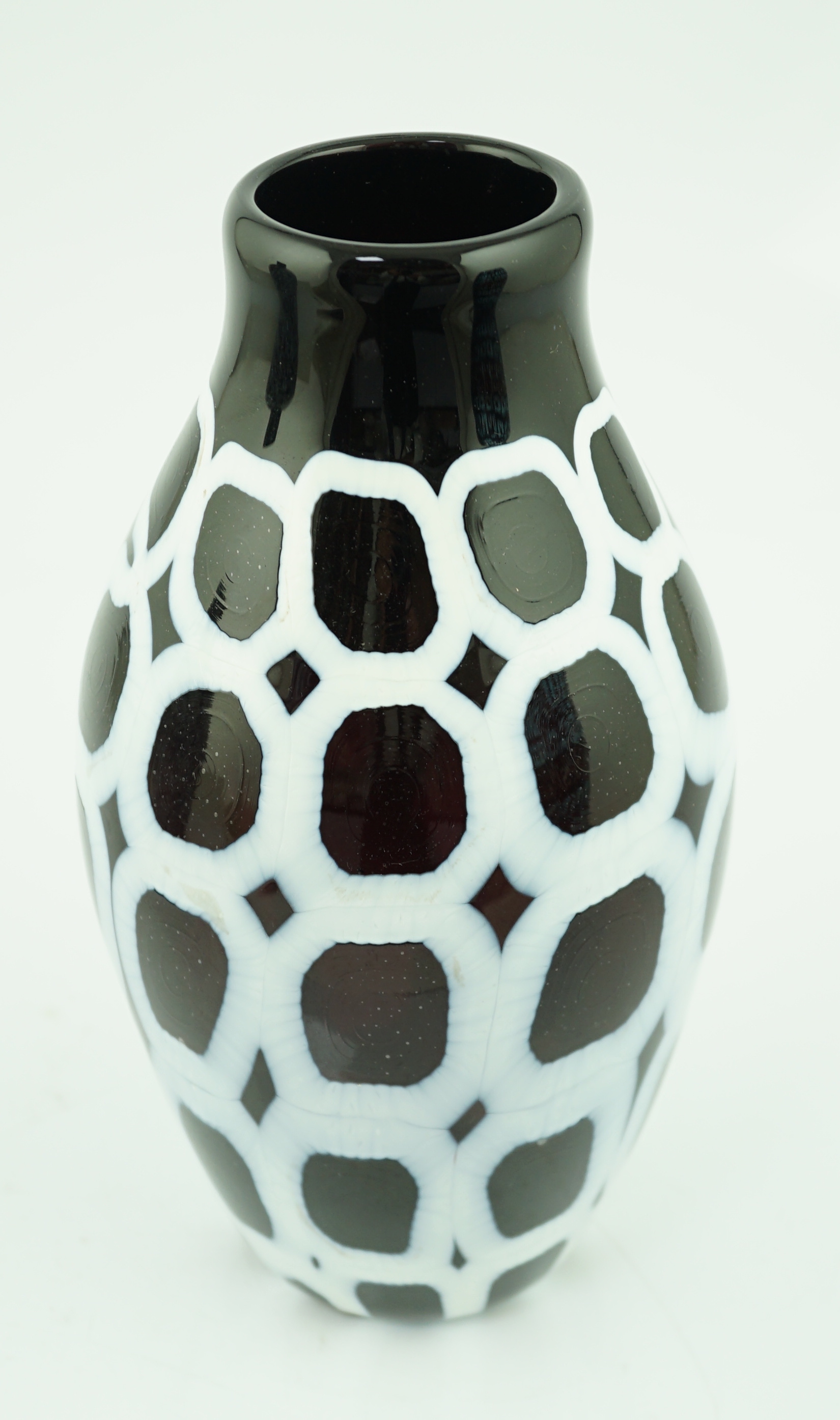 ** ** A Murano glass ovoid shaped vase, in black and white, signed Formentella, 16cmsPlease note - Image 3 of 8