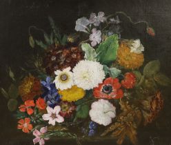 Victorian School, oil on canvas, still life of flowers, 29 x 34cm