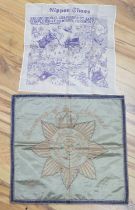 A WWII silk printed handkerchief; ‘Nippon Times’ commemorating the surrender of the Japanese,