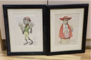 John Harold Hudson (exh. 1910-1916), two ink and watercolours, Caricatures, each signed and dated