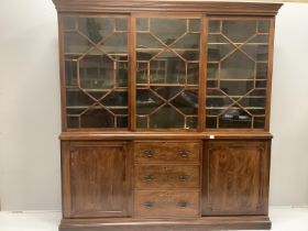 A George III mahogany library bookcase, width 206cm, depth 38cm, height 219cm