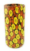 ** ** Vittorio Ferro (1932-2012) A Merano glass Murrine vase, cylindrical shaped, yellow, red and