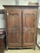 A late 18th / early 19th century French oak armoire, width 134cm, depth 56cm, height 184cm
