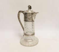 A late Victorian silver mounted cut glass claret jug, by Charles Boyton, London, 1899, the mount