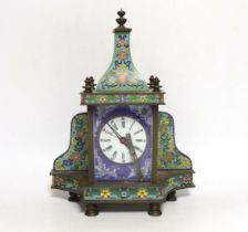 A 20th century cloisonné enamel clock, 28cm high