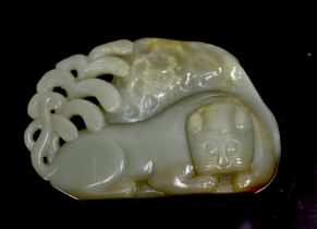 A Chinese jade tiger carving