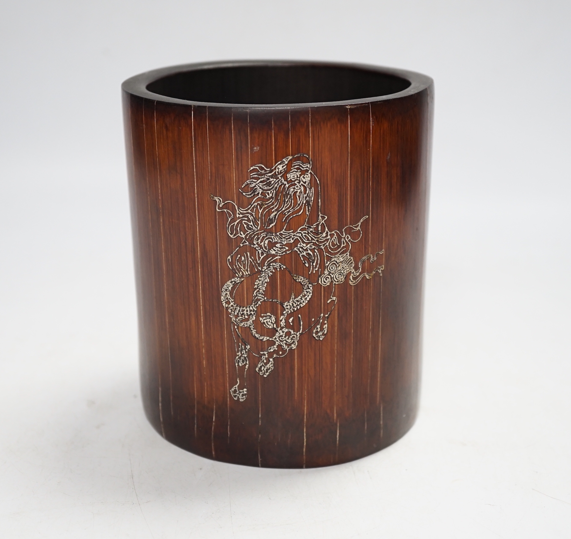 A Chinese bamboo brushpot, 13.5cm high