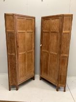 Heal & Son Ltd., London, a pair of bleached oak corner wardrobes, width 94cm, depth 53cm, height