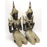 Two 20th century gilt decorated metal models of 'Thai Buddhas', 54 cm high