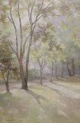 Impasto oil on canvas, Woodland scene, indistinctly signed, 75 x 50cm