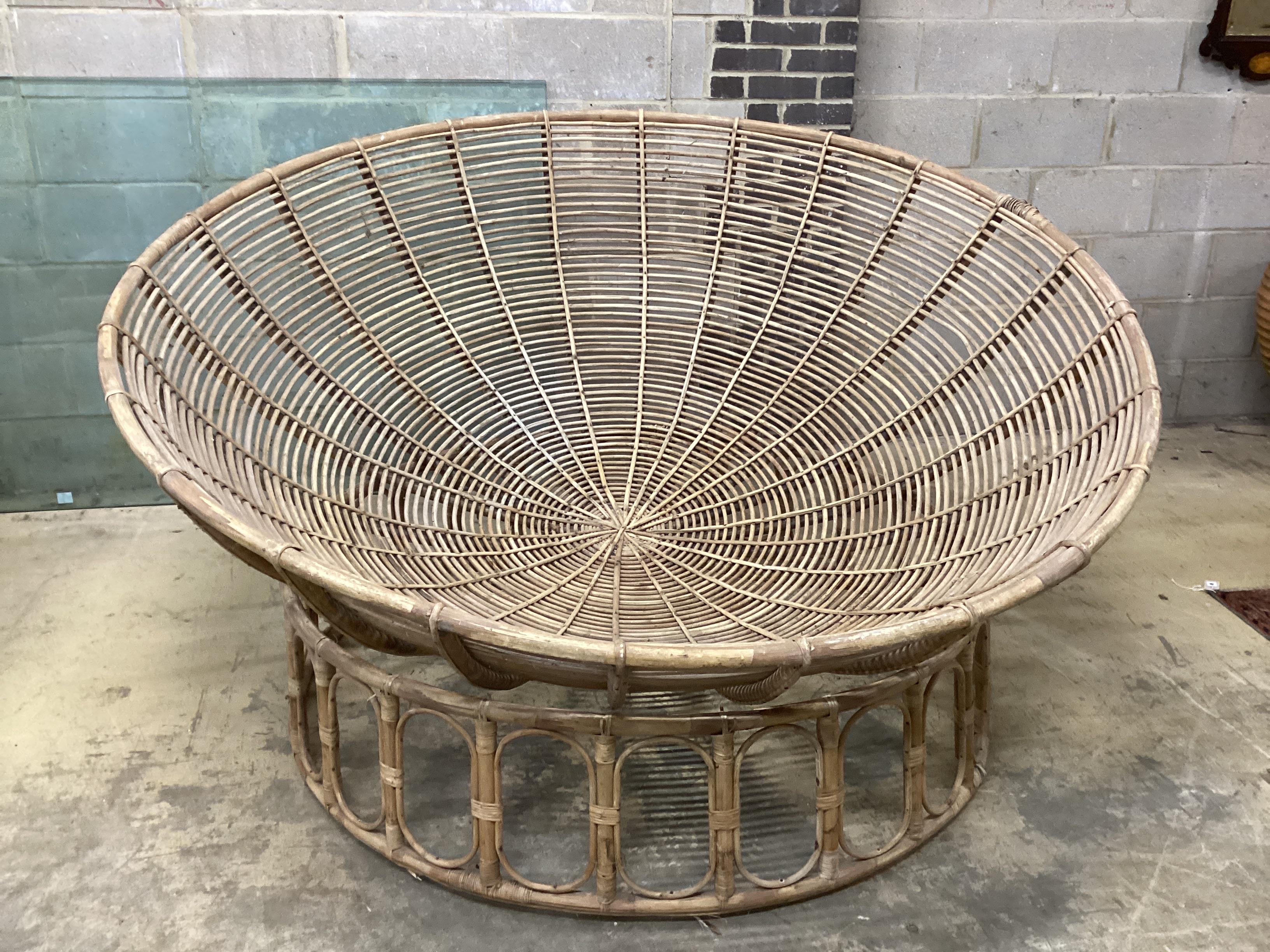 A large vintage bamboo circular daybed, diameter 200cm, height 110cm - Image 2 of 3