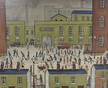 After Laurence Stephen Lowry RBA RA (British 1887-1976), oleograph on canvas, Salford Factory