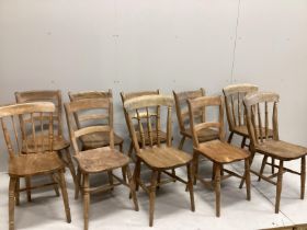 A harlequin set of ten Victorian Windsor elm and beech chairs