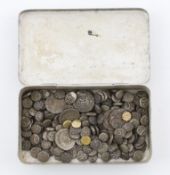 Indian Princely States, dump silver and gold coins, 19th century, including Travancore velli