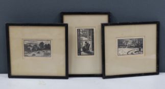 Gwen Raverat (1885-1957), three etchings or woodcuts (probably from Thomas Agnews), comprising '