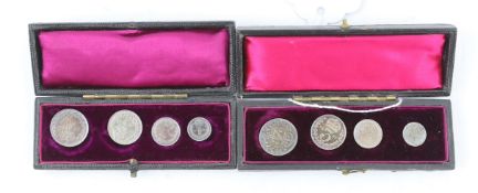 British coins, cased Victoria maundy coin set 1897, and cased Edward VII maundy coin set 1903 (2