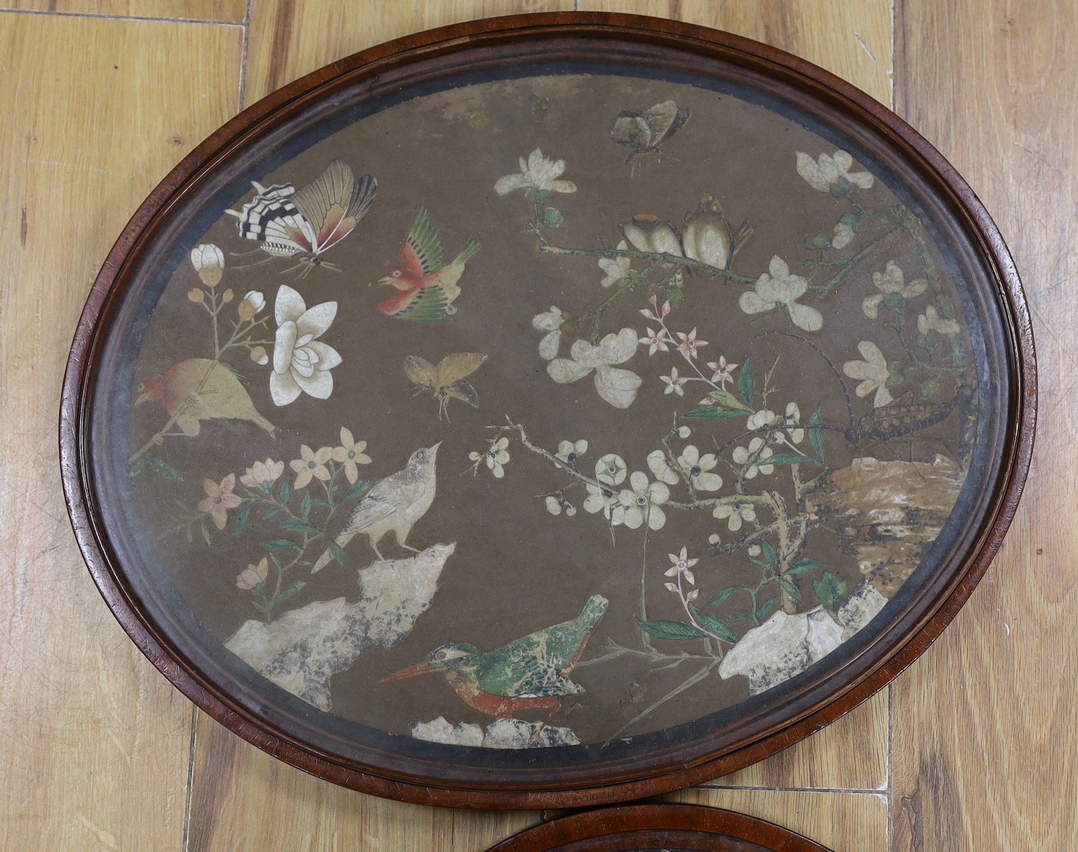 A pair of Chinese painted and cut paper double sided pictures, Qianlong - Jiaqing period, 45cm - Image 3 of 3