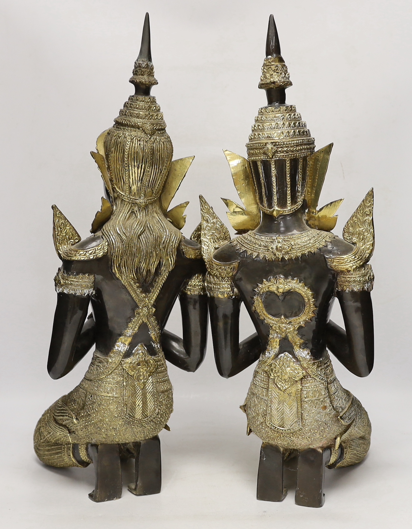 Two 20th century gilt decorated metal models of 'Thai Buddhas', 54 cm high - Image 4 of 4